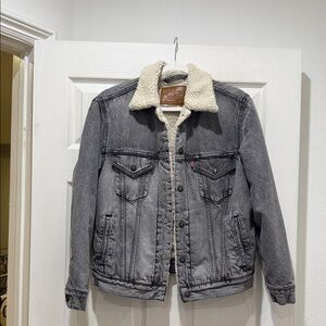 Levi's Gray Denim Jacket with Sherpa Collar